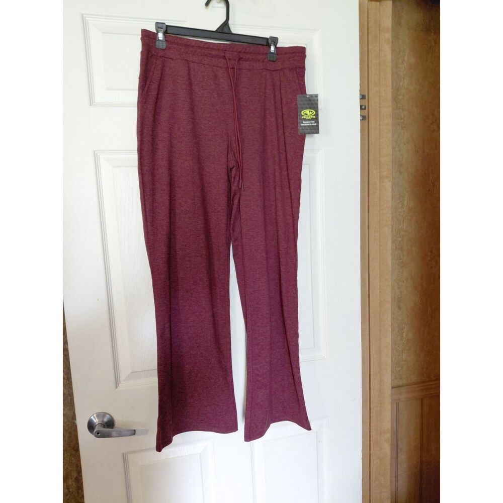 Womens Burgundy Flare Lounge Pants Wide Leg NWT M‎